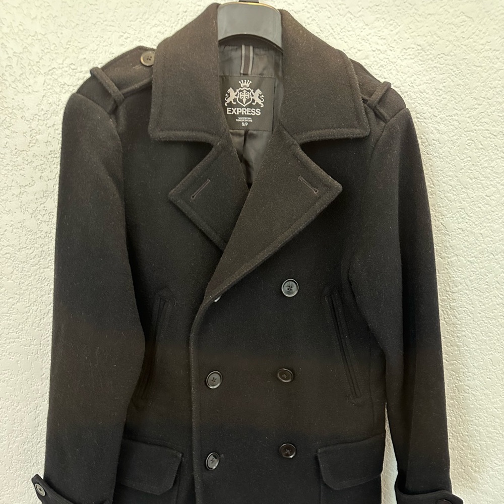 EXPRESS Black Double Breasted Peacoat